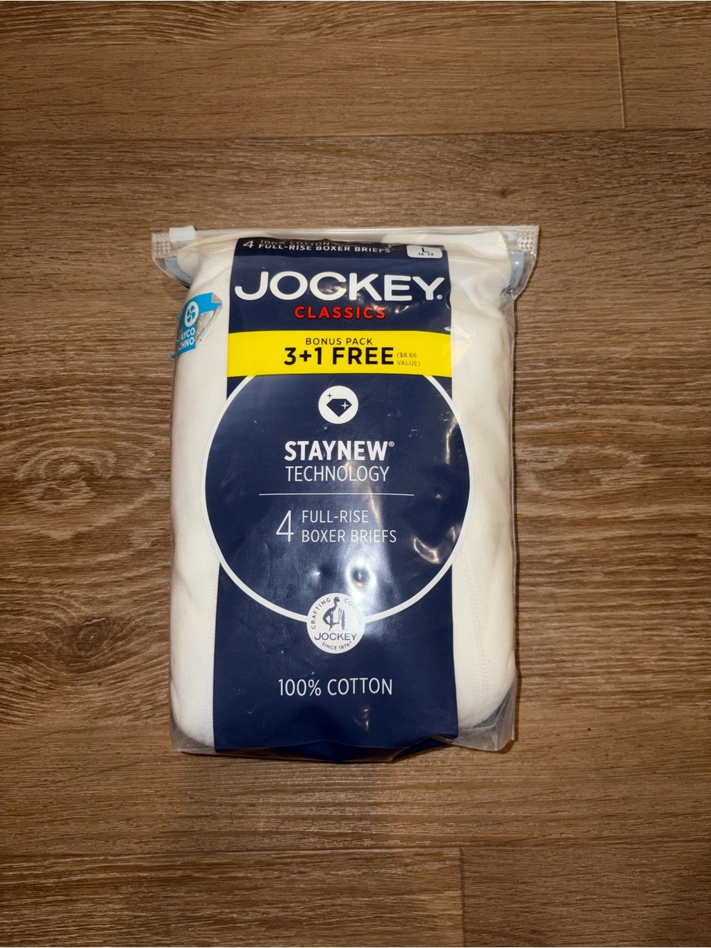Jockey Classics Stay New Technology Full-Rise Briefs (36-38) Color White 4 Pairs